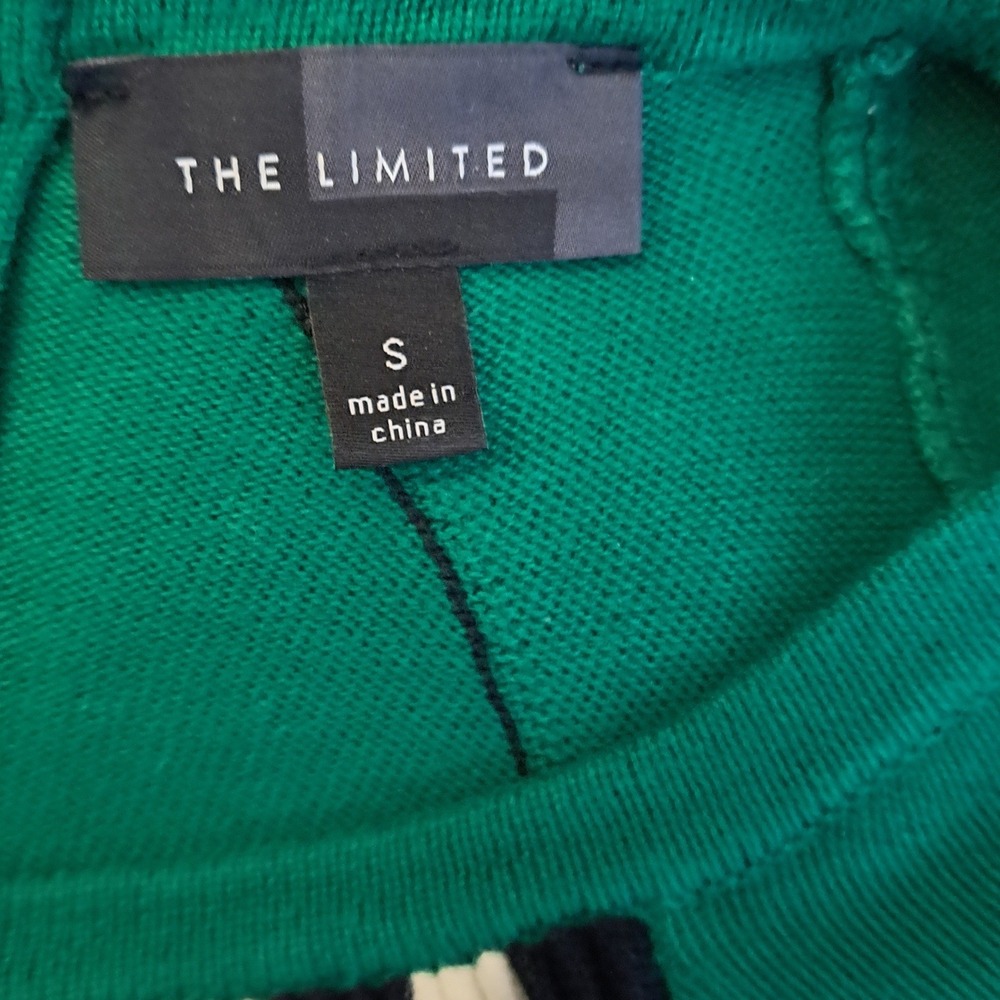 The Limited Sweater Dress Women S Green Striped Knit Bodycon Short Sleeve Casual - Picture 9 of 13